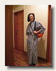 Me in my yukata - with my Traffic Cone Bag so I can be seen when traveling down the corridor IMG_5846
